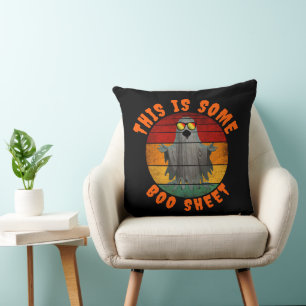 Coussin C'est une feuille de boo drôle de fantôme vintage