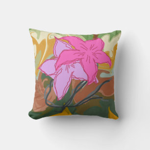 Coussin Cette conception d'art floral abstrait allie des é