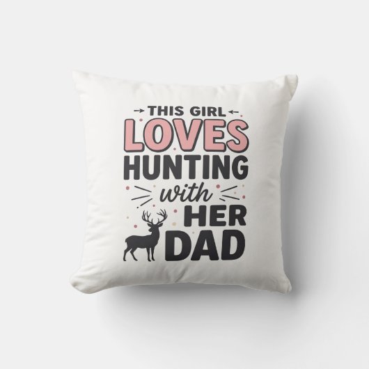 Coussin Cette fille adore chasser avec son papa design vin (Recto)