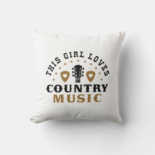 Coussin Cette Fille Aime La Musique Country (Recto)