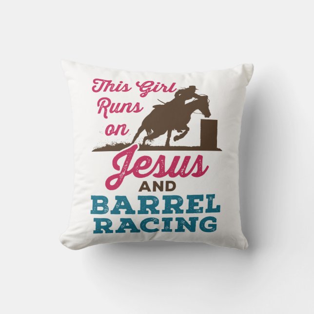 Coussin Cette fille tourne sur Jésus et la course de baril (Recto)