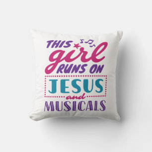 Coussin Cette fille tourne sur Jésus et les comédies music