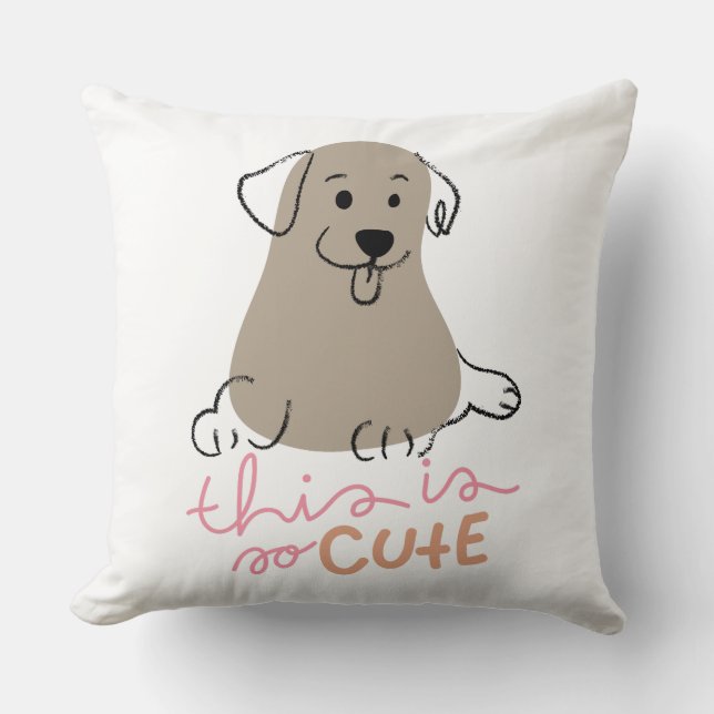 Coussin Cette illustration de chiot brun est si mignonne (Recto)