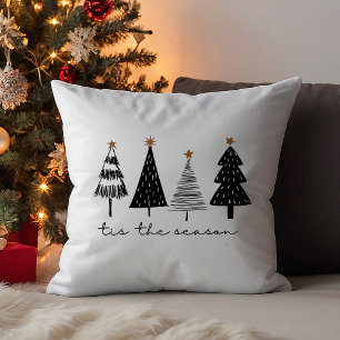 Coussin Cette Saison Arbres de Noël noirs modernes