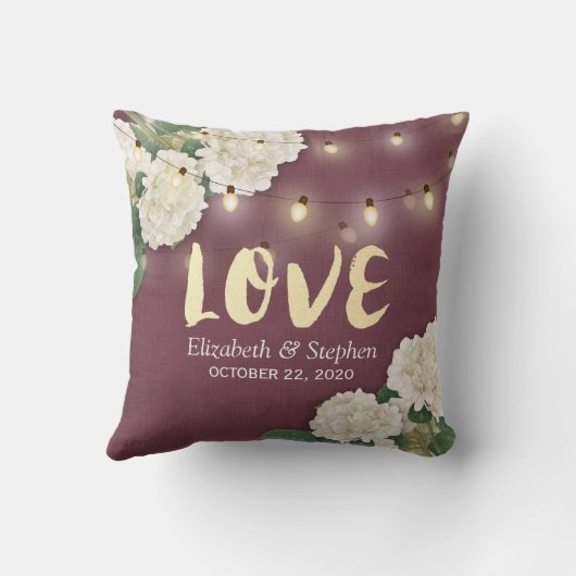 Coussin Chaîne wedding shower Hydrangea Lumière Rouge Bour (Verso)