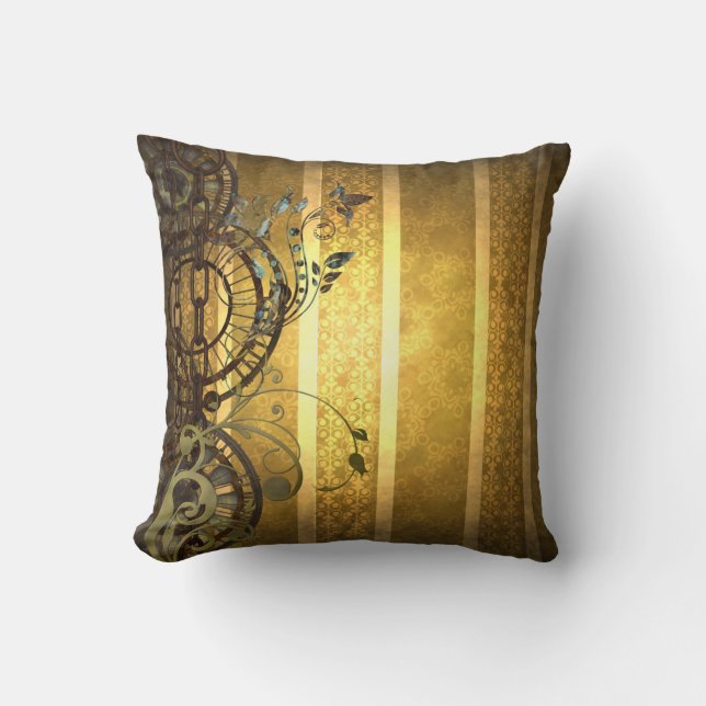 Coussin Chaînes de Steampunk et floral (Recto)