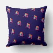 Coussin Chaise abstraite décorative diagonale bleu foncé (Verso)