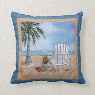 Coussin Chaise d'Adirondak sur la plage de Wrightsville