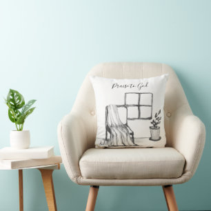 Coussin Chaise de méditation près de la fenêtre avec plant