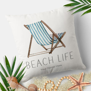Coussin Chaise de vacances d'été nautique citation de vie