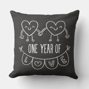 Coussin Chalboard tiré à la main 1er Anniversaire Jeu d'or