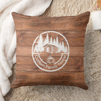 Coussin Chalet Cabane Grange Maison | Nom de Famille Perso