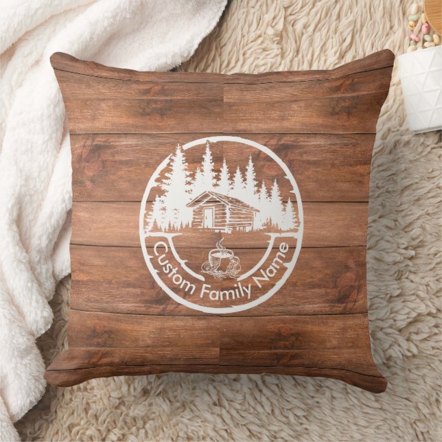Coussin Chalet Cabane Grange Maison | Nom de Famille Perso (Couverture)