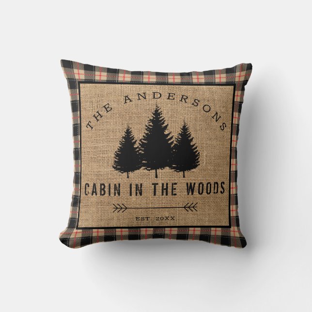 Coussin Chalet de Famille de Campagne Rustique dans les Bo (Recto)