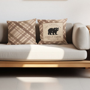 Coussin Chalet Rustique au nom de Pays de l'Ours dans les