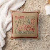 Coussin Chaleureux Voeux Typographie Kraft & Tartan Rouge (Couverture)
