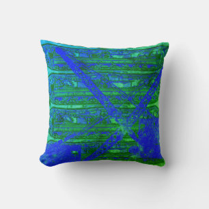 Coussin Chalk Art Blue Green Crane Ingénieur d'exploitatio