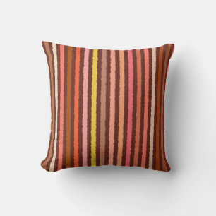 Coussin Chalk Stripes - Chocolat Brown et corail