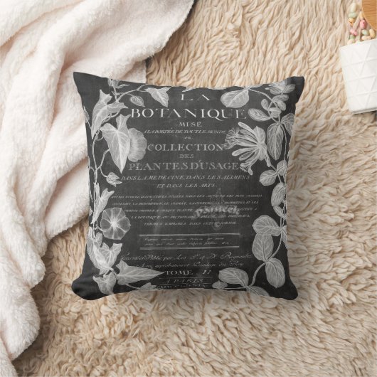 Coussin chalkboard scripts d'art botanique français lierre (Couverture)