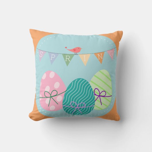 Coussin Chambre de bébé aux couleurs printanières avec œuf (Recto)