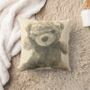 Coussin Chambre de bébé avec ours en peluche vintage de co