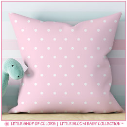 Coussin Chambre de bébé fille rose poudré à pois