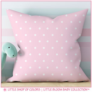 Coussin Chambre de bébé fille rose poudré à pois