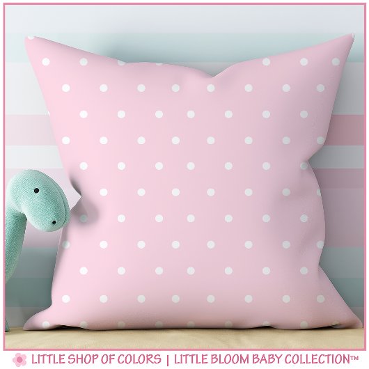 Coussin Chambre de bébé fille rose poudré à pois