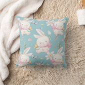 Coussin Chambre de bébé Lapin Blanc et Papillons (Couverture)