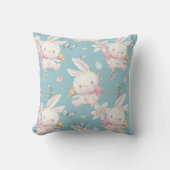 Coussin Chambre de bébé Lapin Blanc et Papillons (Recto)