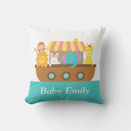 Coussin Chambre de bébé, Nounours, Animaux mignons, Arche (Recto)