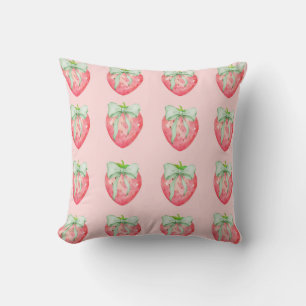 Coussin Chambre de fille coquette avec imprimé fraise et n