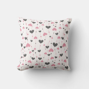 Coussin Chambre de filles de nurserie coeurs gris rose