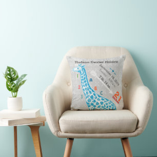 Coussin Chambre de garçon bébé naissance statistique giraf