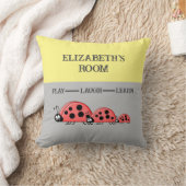 Coussin Chambre de l'enfant Ladybugs nom personnalisé gris (Couverture)