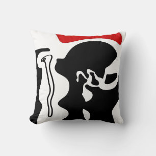 Coussin Chambre décalée : Abstrait noir, blanc et rouge