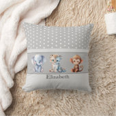 Coussin Chambre d'enfant ajoutez un nom animaux mignons gr (Couverture)