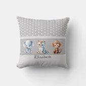 Coussin Chambre d'enfant ajoutez un nom animaux mignons gr (Recto)