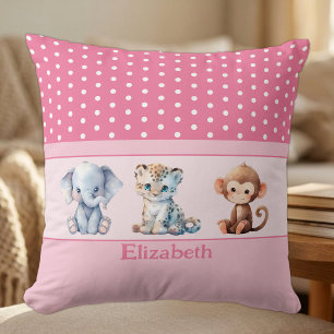 Coussin Chambre d'enfant ajoutez un nom animaux mignons ro