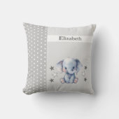 Coussin Chambre d'enfant ajoutez un nom éléphant gris mign (Recto)
