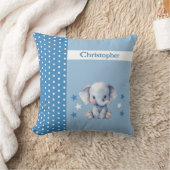 Coussin Chambre d'enfant ajoutez un nom éléphant mignon bl (Couverture)