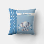 Coussin Chambre d'enfant ajoutez un nom éléphant mignon bl (Verso)