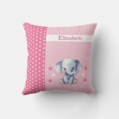 Coussin Chambre d'enfant ajoutez un nom éléphant rose mign (Verso)