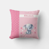 Coussin Chambre d'enfant ajoutez un nom éléphant rose mign (Recto)