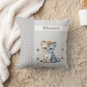Coussin Chambre d'enfant ajoutez un nom léopard gris migno (Couverture)