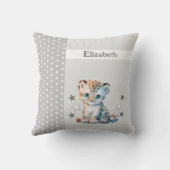 Coussin Chambre d'enfant ajoutez un nom léopard gris migno (Verso)