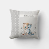 Coussin Chambre d'enfant ajoutez un nom léopard gris migno (Recto)