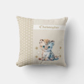 Coussin Chambre d'enfant ajoutez un nom léopard marron mig (Recto)