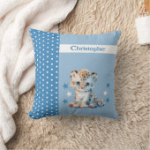 Coussin Chambre d'enfant ajoutez un nom léopard mignon ble (Couverture)
