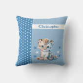 Coussin Chambre d'enfant ajoutez un nom léopard mignon ble (Verso)